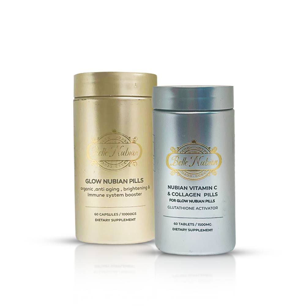 NOUVEAU Ensemble de pilules Nubian Glow + Vitamine C et collagène Nubian