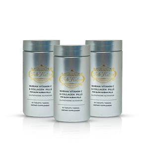 Glow Nubian Vitamin C & Collagen Pills - 3 BOTTLES