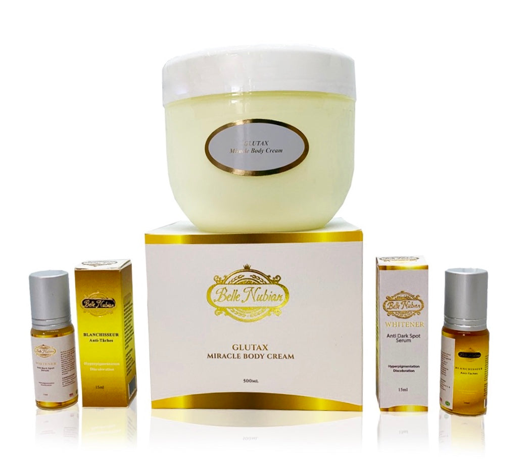 GLUTAX MIRACLE BODY CREAM & 2 BELLE NUBIAN SERUMS