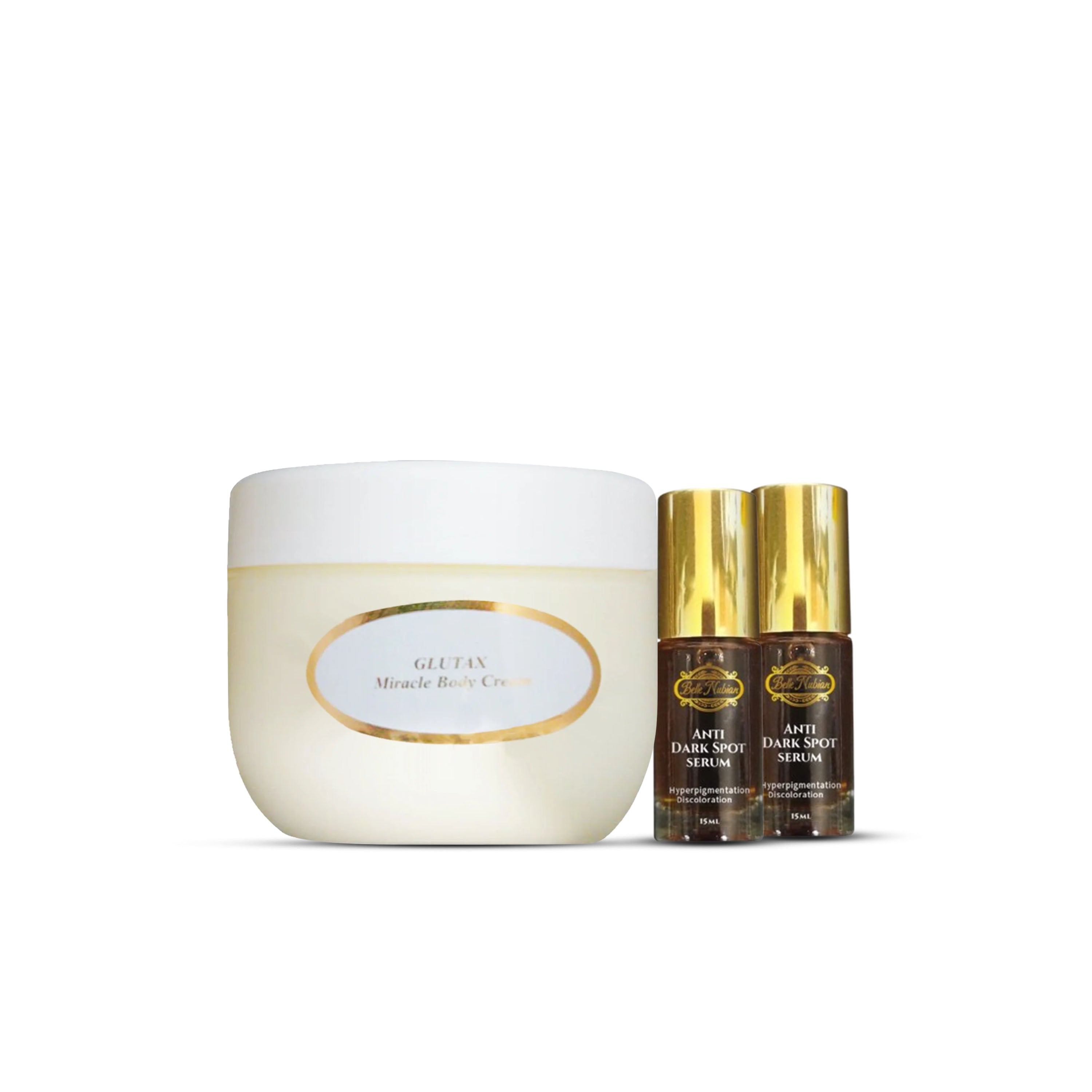 GLUTAX MIRACLE BODY CREAM & 2 BELLE NUBIAN SERUMS