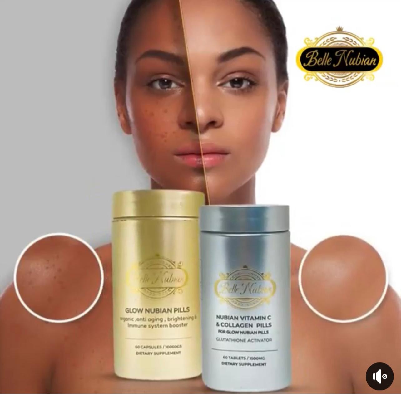 NOUVEAU Ensemble de pilules Nubian Glow + Vitamine C et collagène Nubian