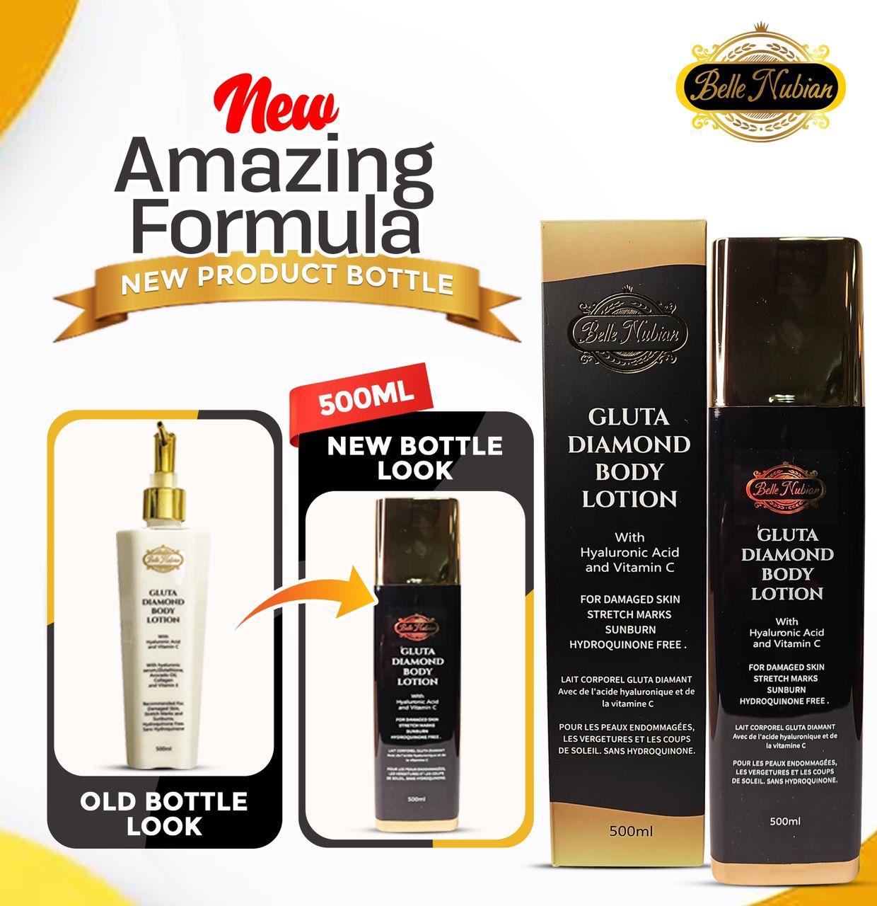glutathion belle nubian Body Diamond Set (Ultimate Organic + Vitamin C) NEW GLUTA DIAMOND BODY LOTION
