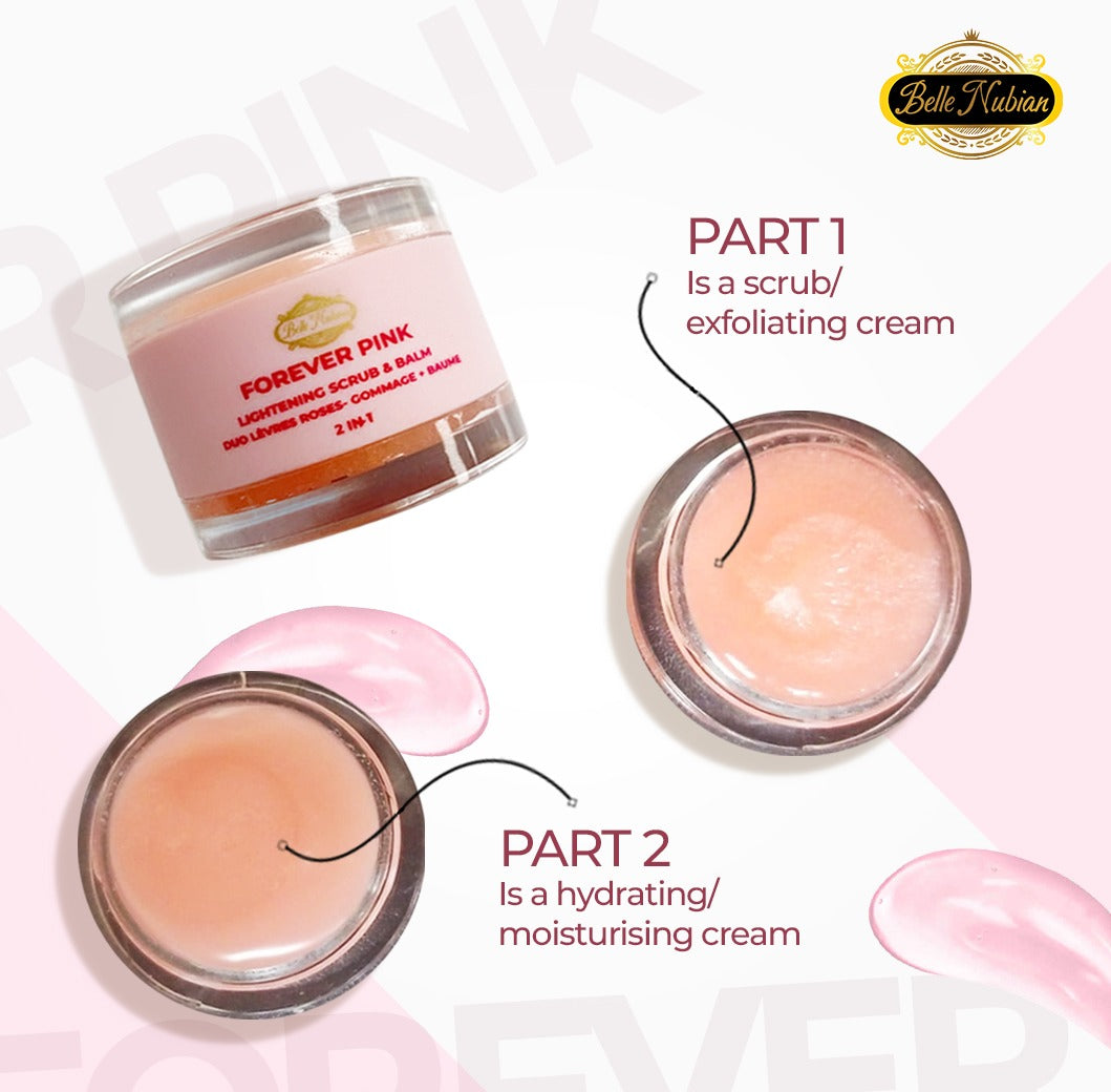 NOUVEAU Forever Pink :Gommage et baume éclaircissant (pour les lèvres)